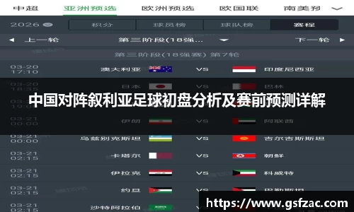 中国对阵叙利亚足球初盘分析及赛前预测详解
